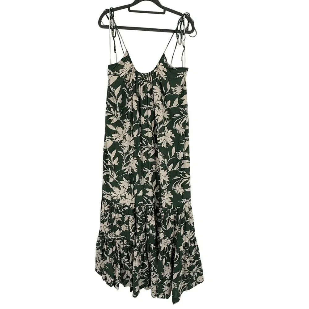 Abercrombie &‎ Fitch Maxi Dress Womens LT Green Floral Excellent Tie Shoulder